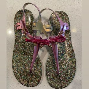 Kate Spade Pink Glitter Jelly Sandals